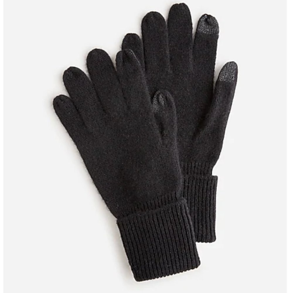NWT J.Crew Cashmere Black Gloves (One size)